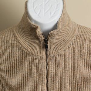 Banana Republic Men's beige flecked full zip Cardigan Sweater Large L